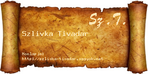 Szlivka Tivadar névjegykártya
